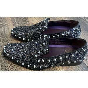 After Midnite Black Spikes Slip-on Smoking Men's Prom Dress Shoes Sizes: 10‎